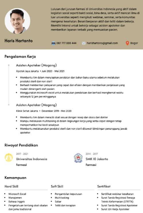 CV Fresh Graduate SMK Jurusan Farmasi